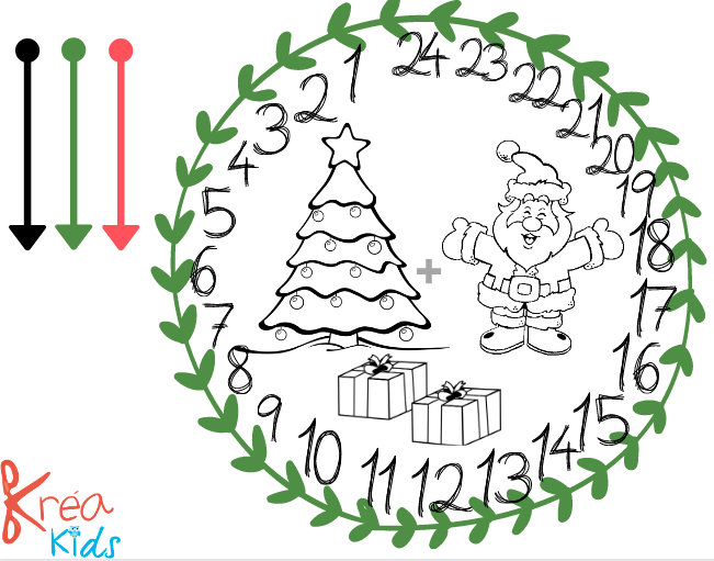 décompte de noël à colorier