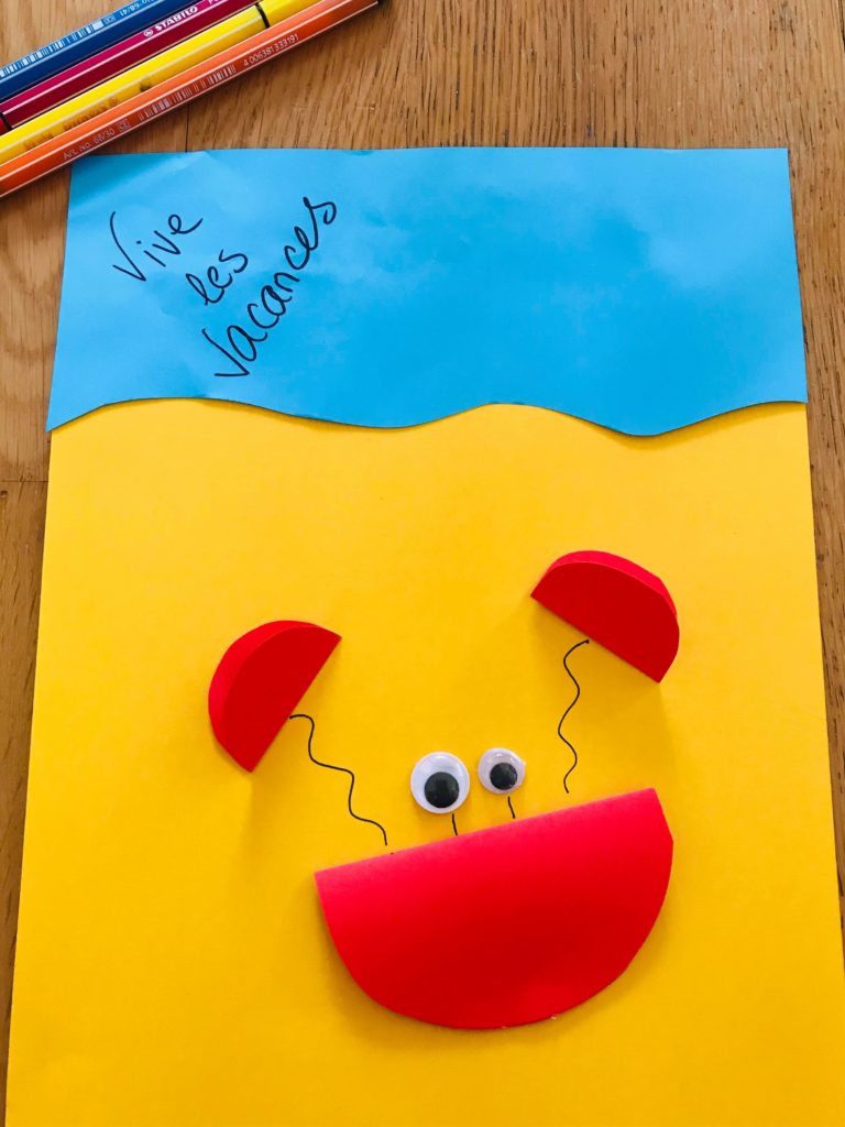 Activité crabe en papier pour enfant