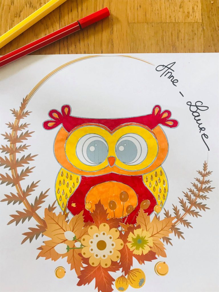 Couronne de l'automne à colorier pour enfant