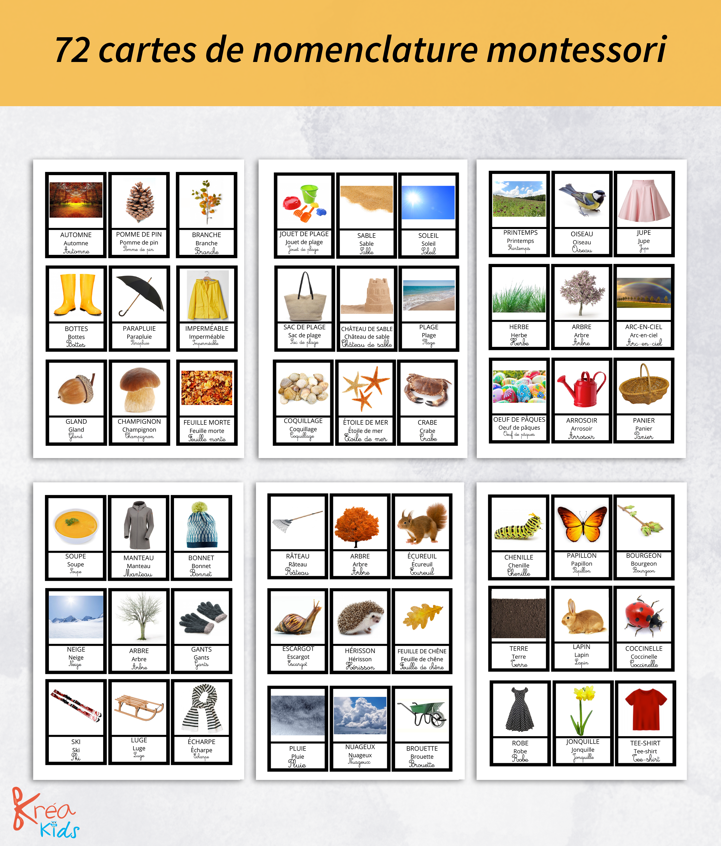 Jeu sur les 4 saisons carte de nomenclature à imprimer – Image 2