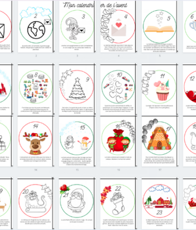 Calendrier de l'avent géant à colorier à imprimer