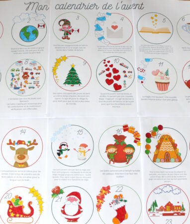Calendrier de l'avent à colorier taille médium à imprimer