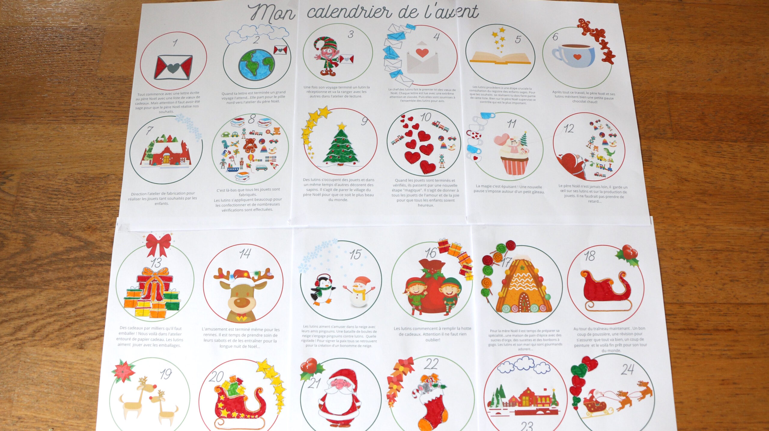 Calendrier de l'avent à colorier taille médium à imprimer