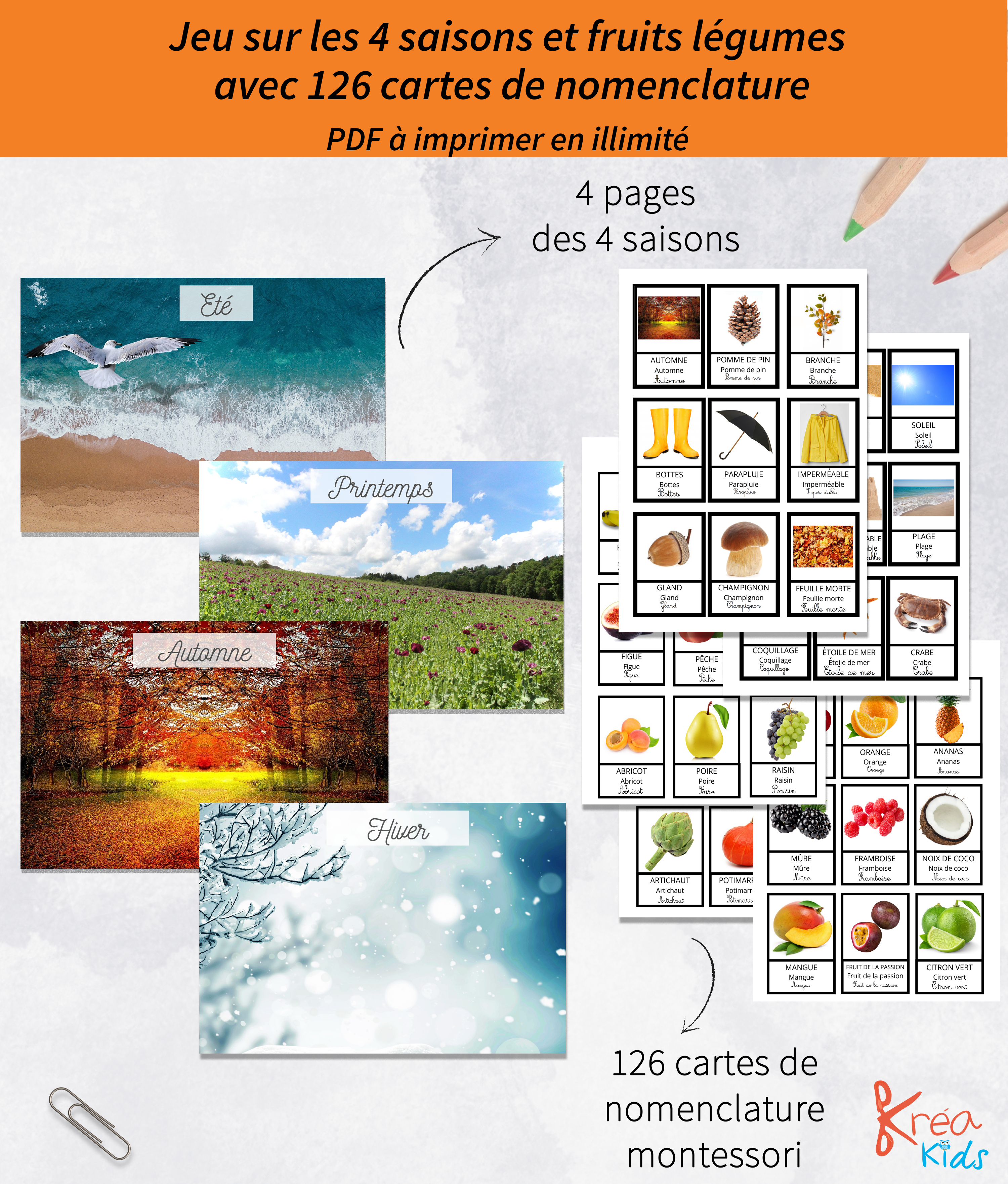 Pack jeu des saisons et des légumes à imprimer