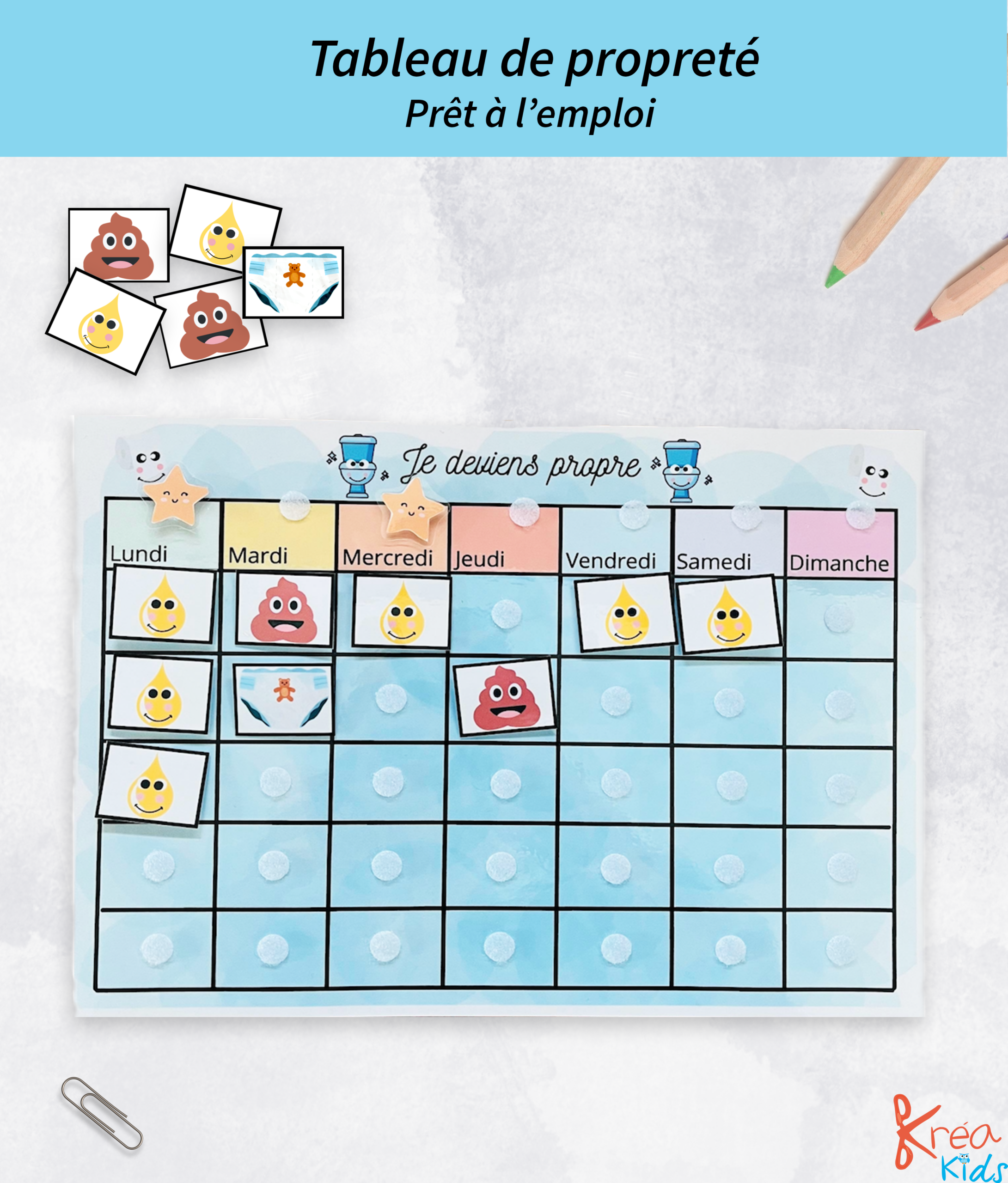 Tableau de propreté prêt à l'emploi