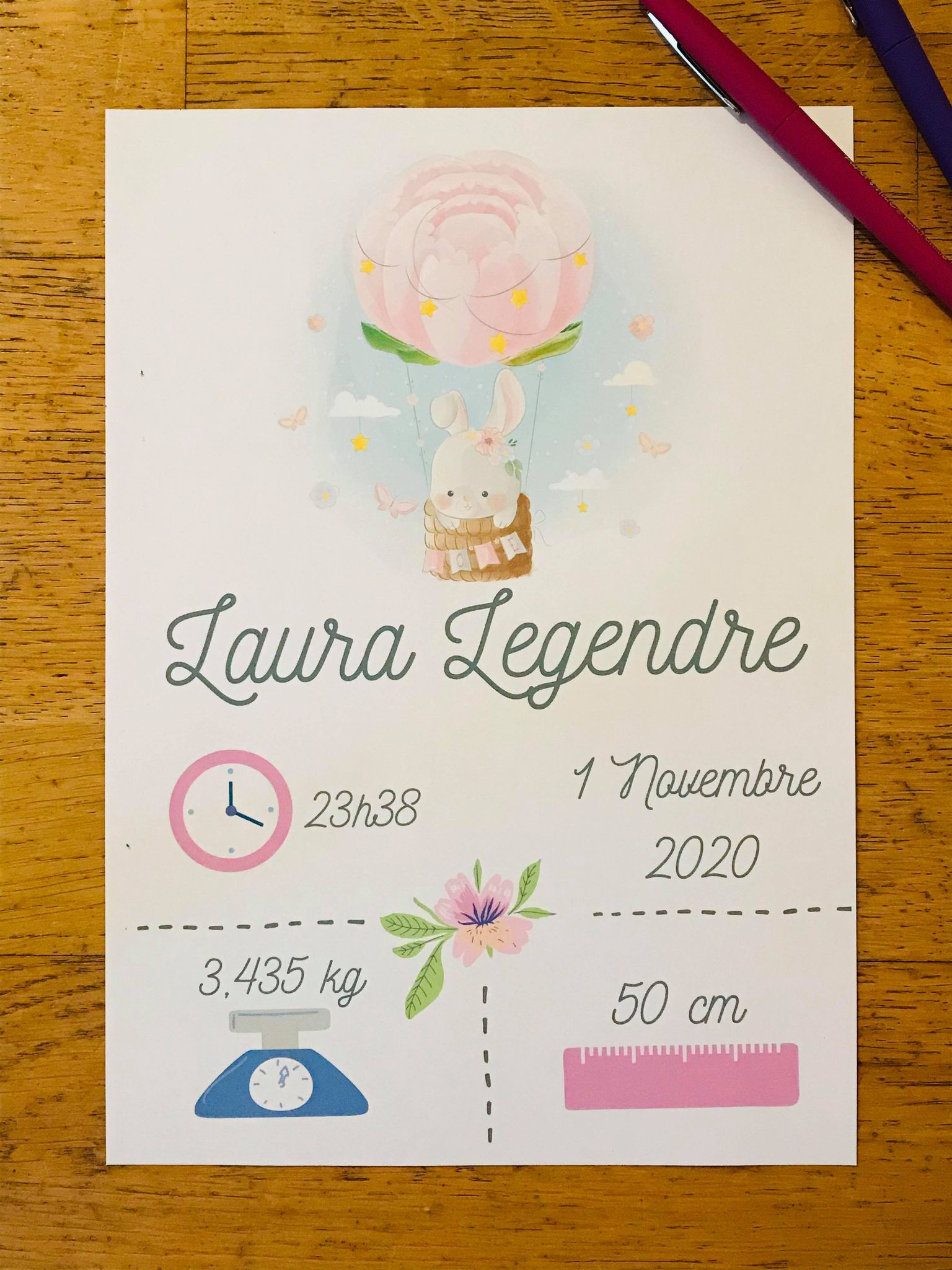 Affiche de naissance personnalisé, pdf à imprimer – Image 9