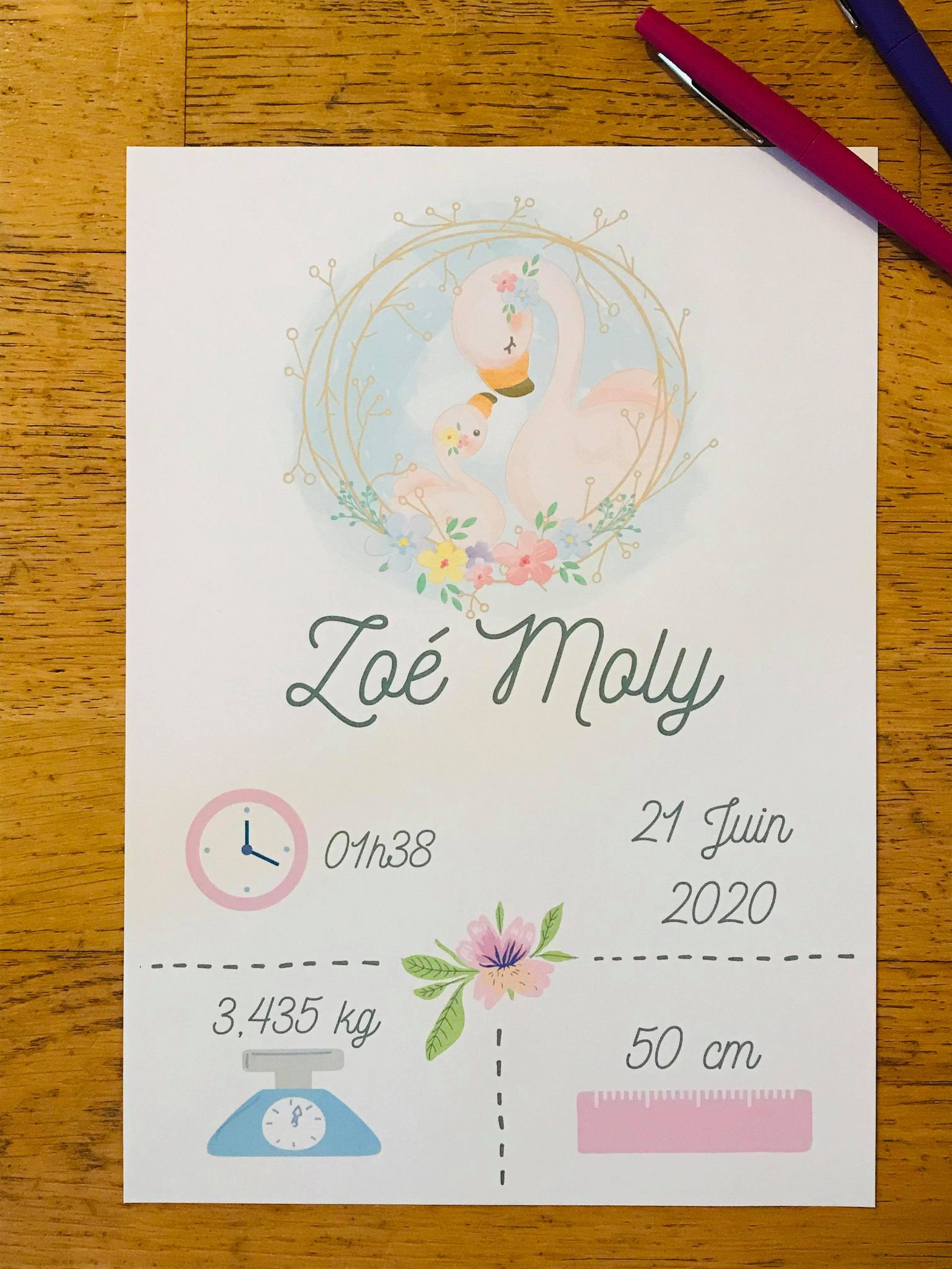 Affiche de naissance personnalisé, pdf à imprimer – Image 8