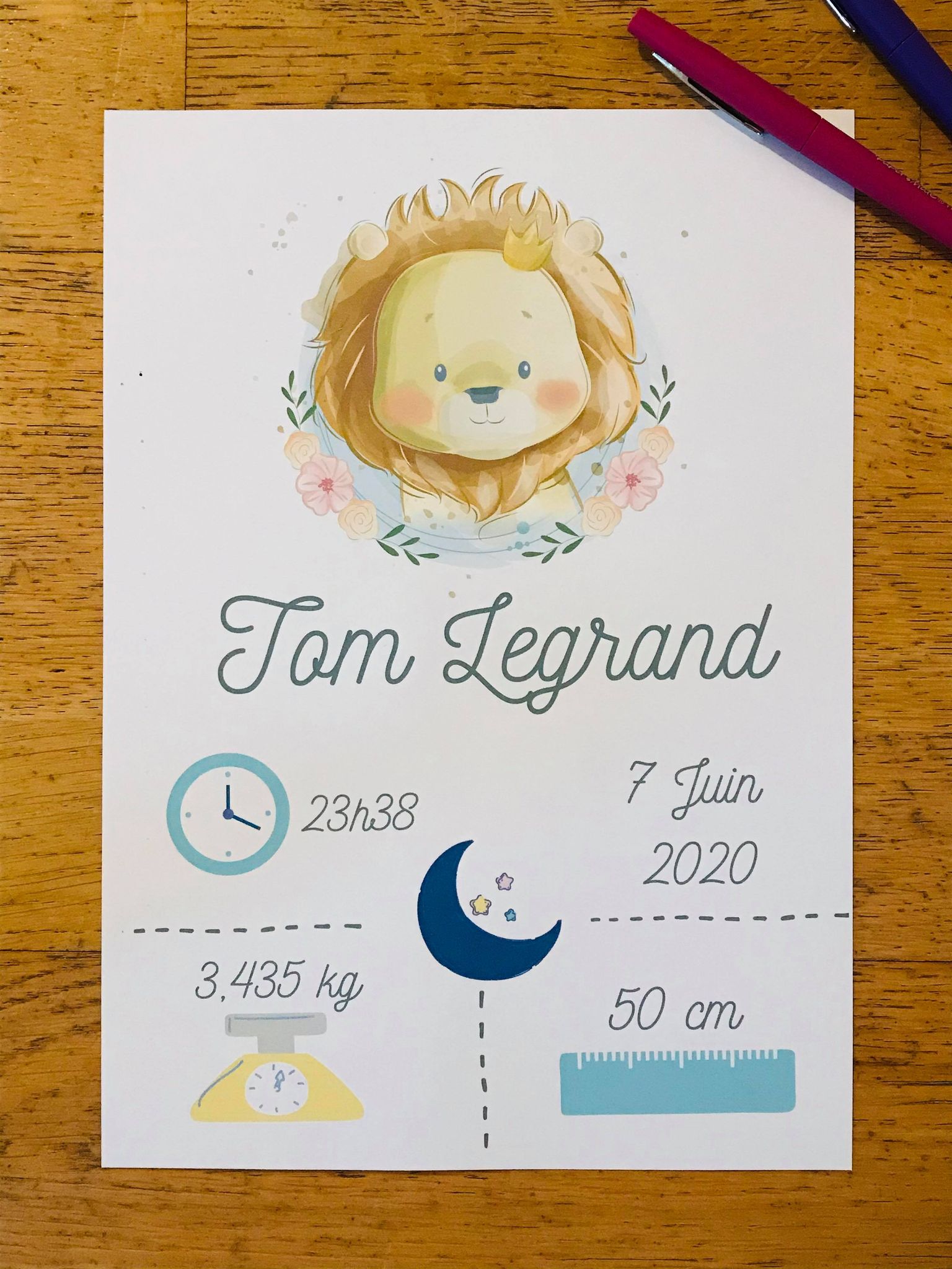 Affiche de naissance personnalisé, pdf à imprimer – Image 5