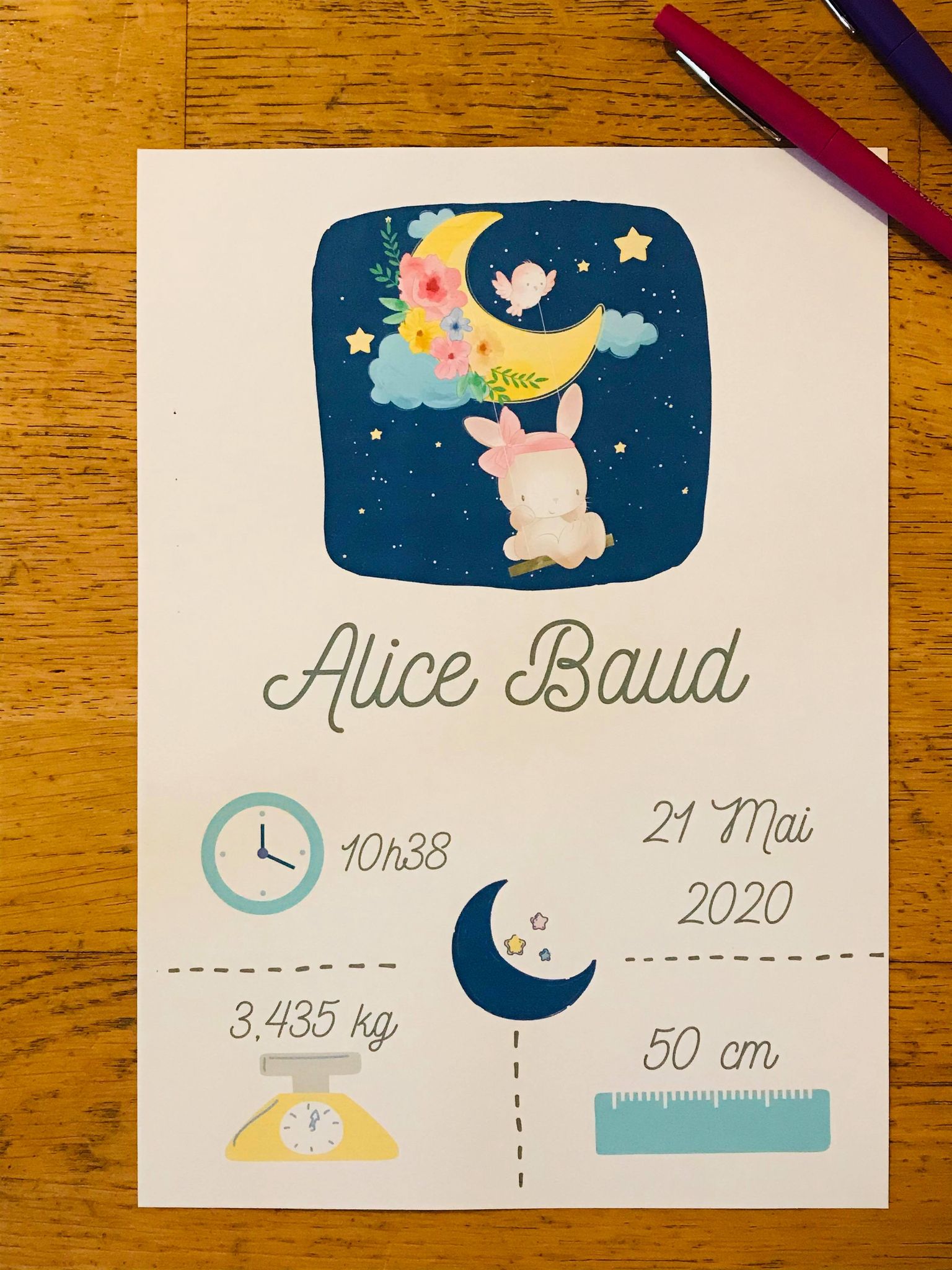 Affiche de naissance personnalisé, pdf à imprimer – Image 4