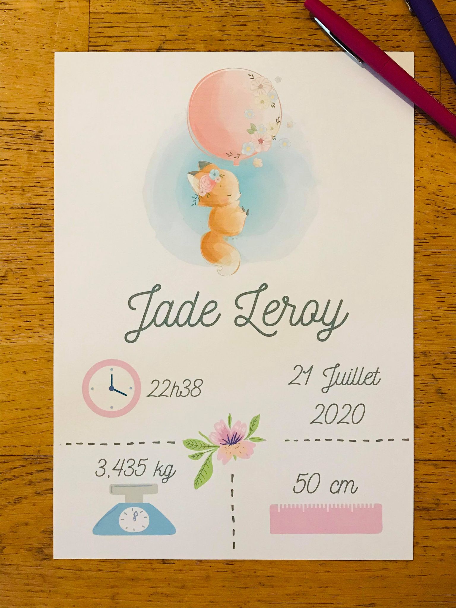 Affiche de naissance personnalisé, pdf à imprimer – Image 10