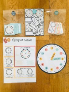 Pack de jeu pour apprendre l'heure