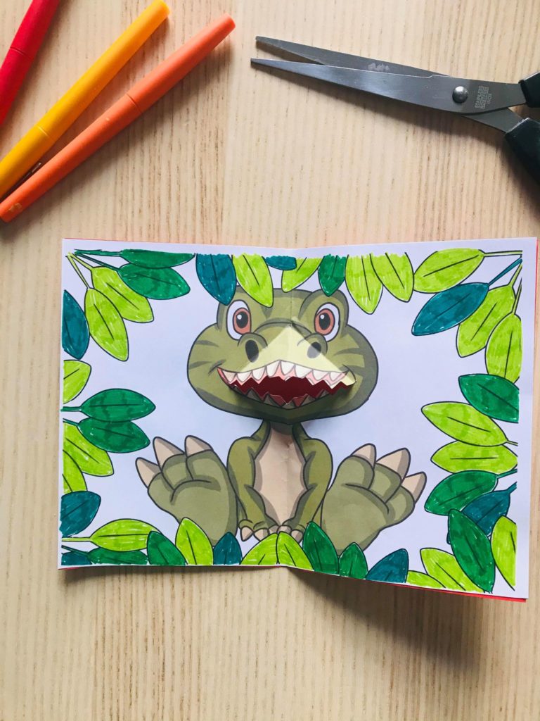 Carte pop up dinosaure facile à faire