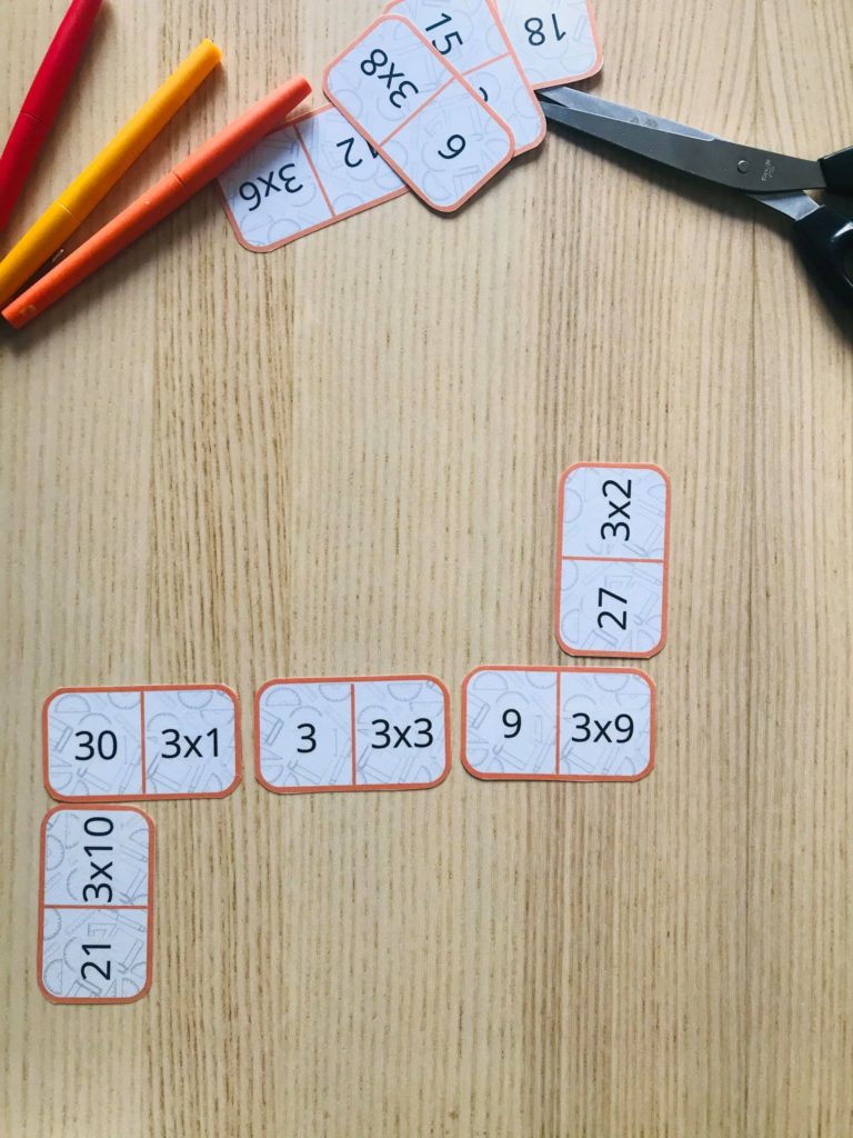 Jeu de domino table de multiplication
