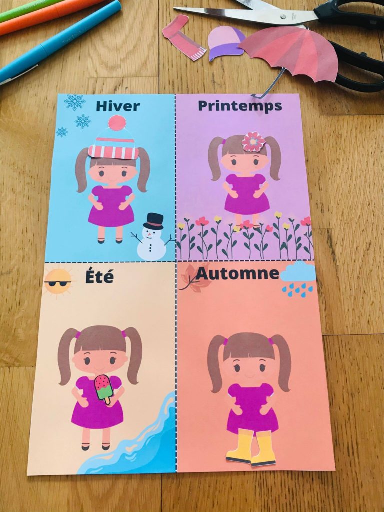 Jeu sur les 4 saisons à imprimer