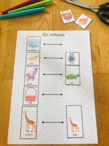 Jeu des contraires pour enfant