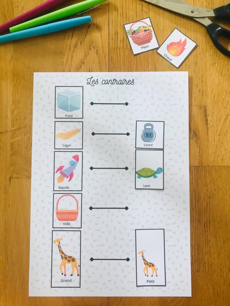 Jeu des contraires pour enfant