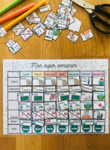 Planning de la semaine pour enfant
