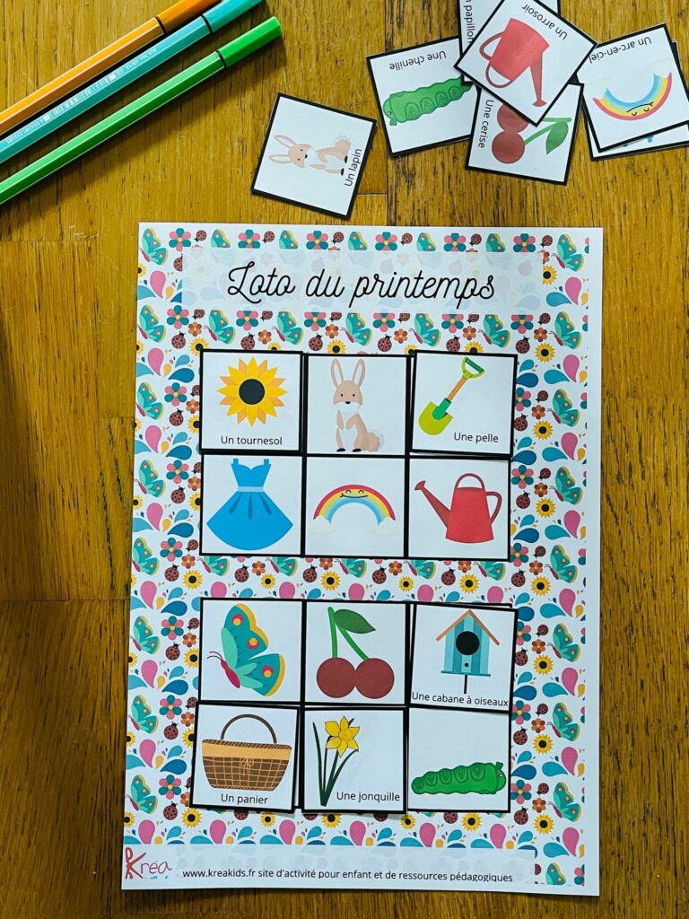 Loto du printemps pour enfant