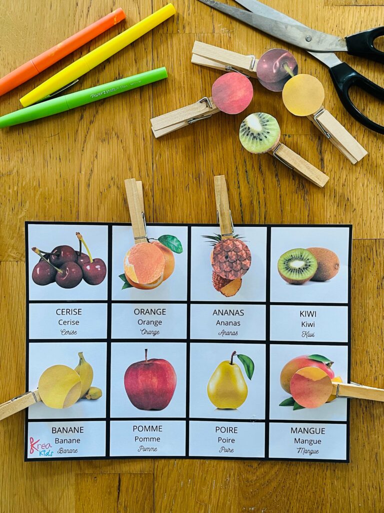 Activité sur les fruits facile pour enfant