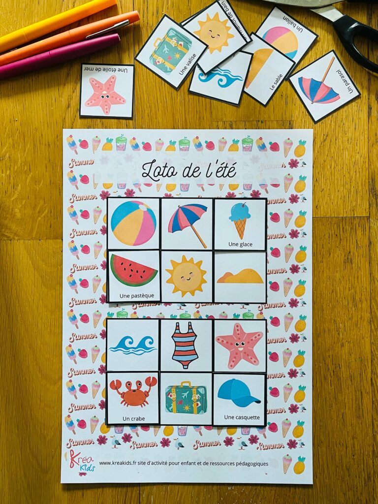 Loto de l'été pour enfant gratuit