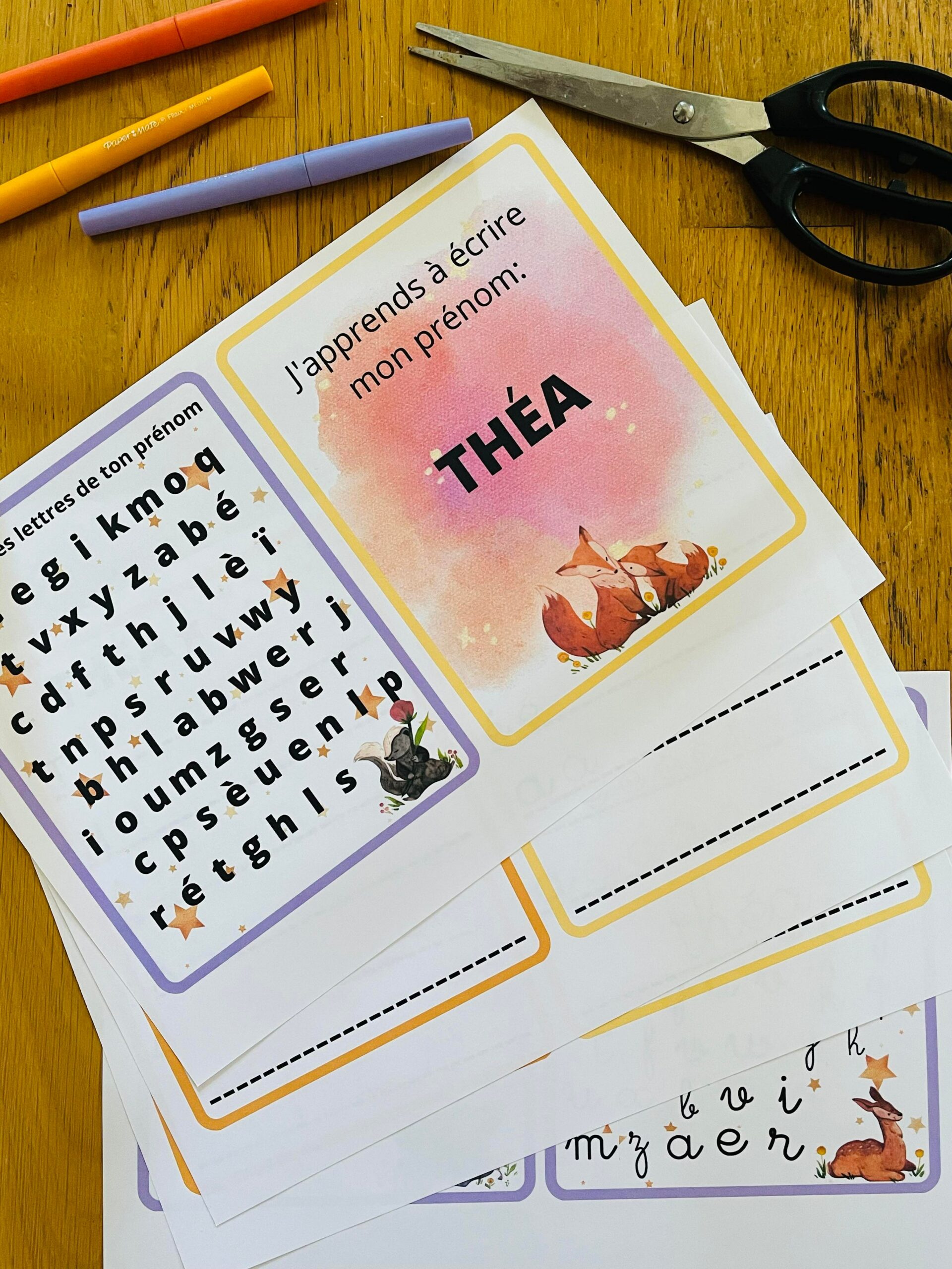 Support personnalisé pour apprendre son prénom