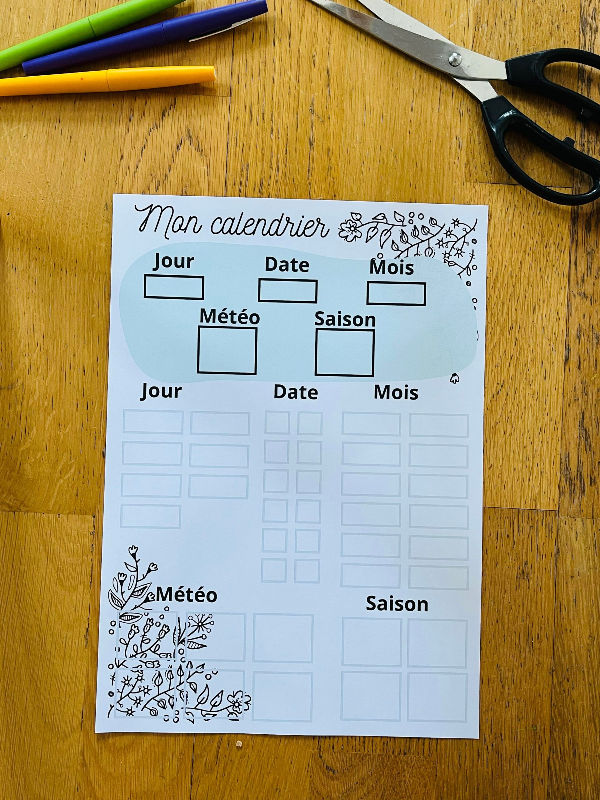 Calendrier perpétuel pour enfant à imprimer – Image 8