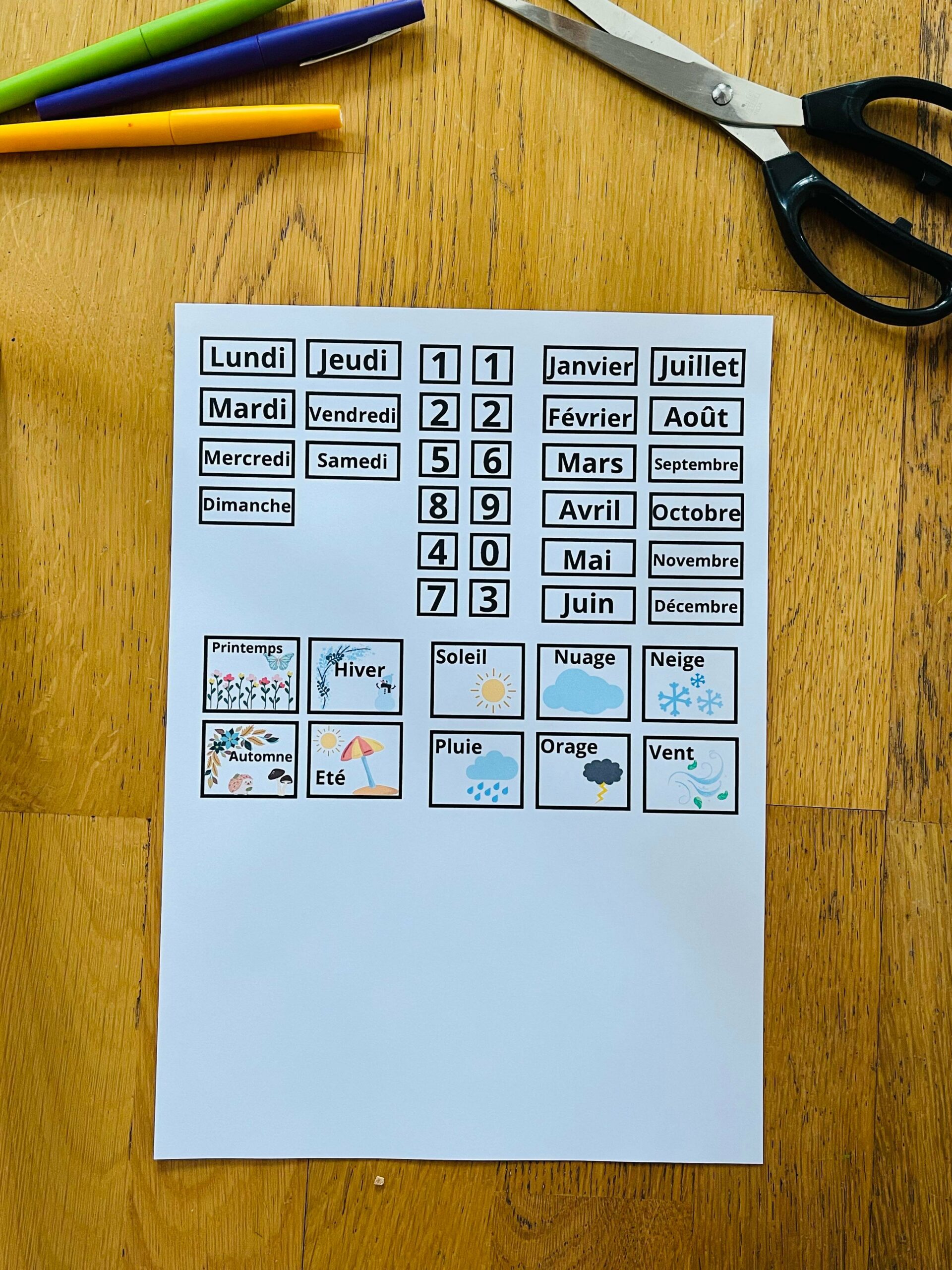 Calendrier perpétuel pour enfant à imprimer – Image 7