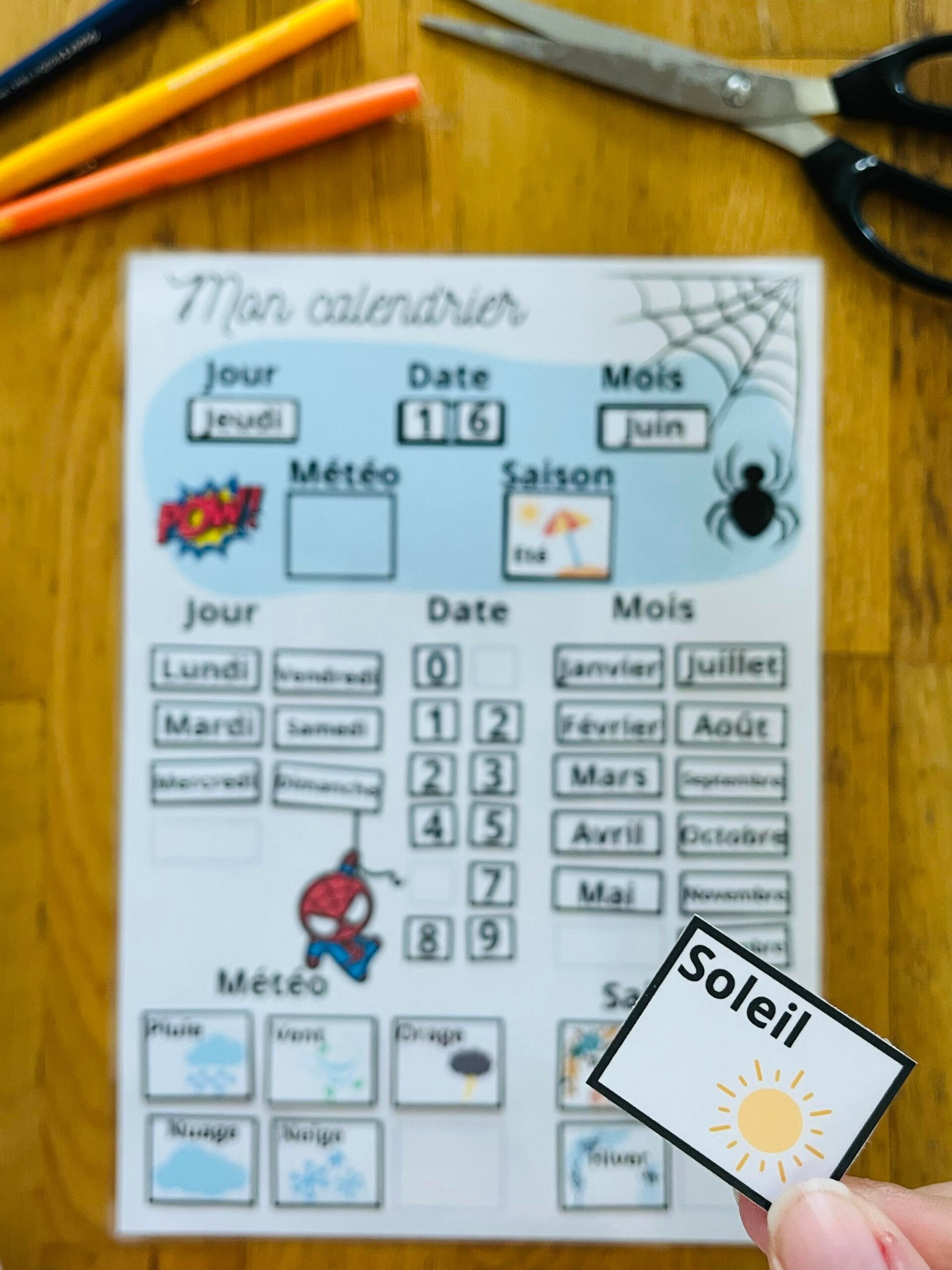 Calendrier perpétuel spider-man pour enfant – Image 2