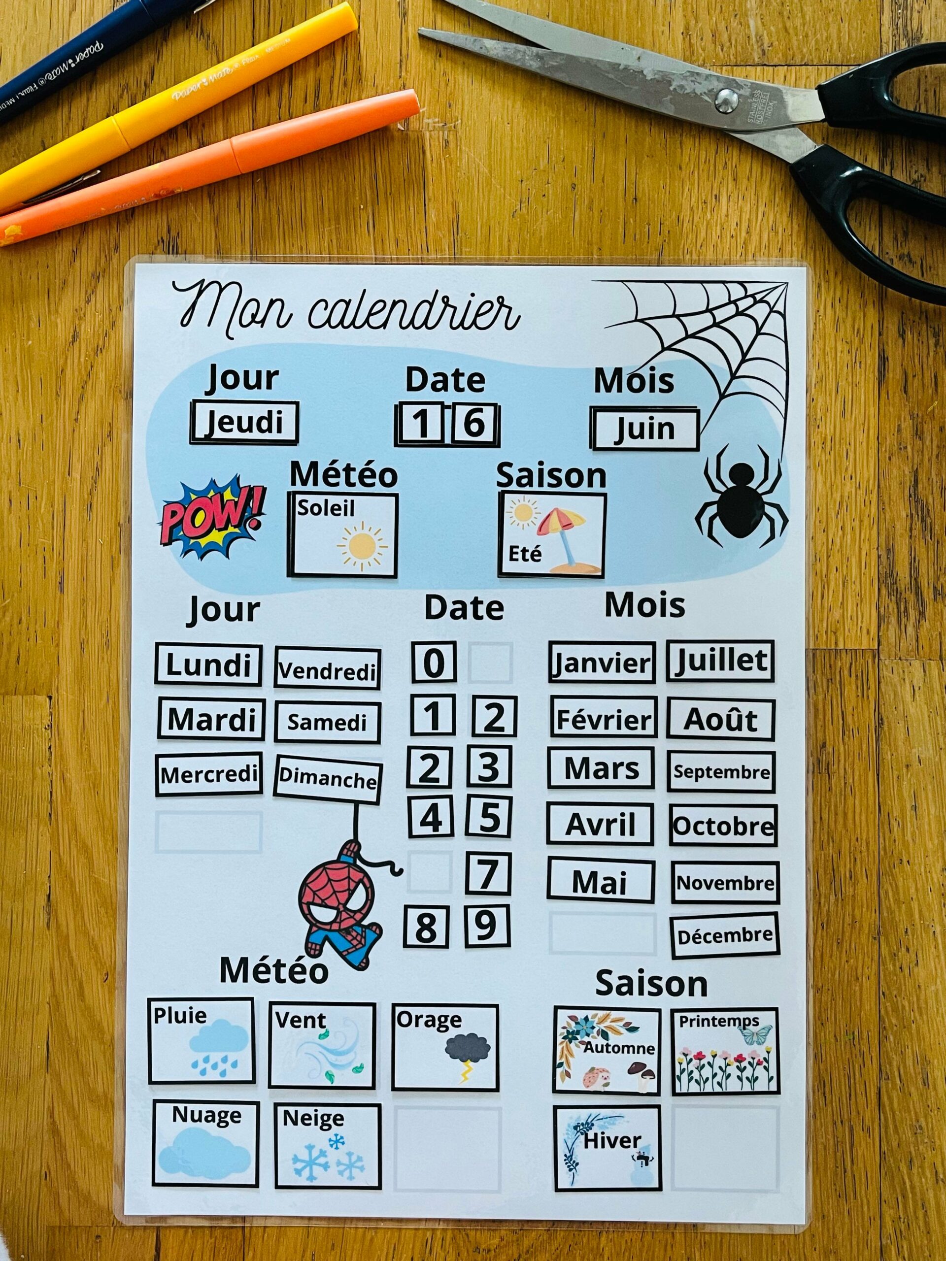 Calendrier perpétuel spider-man