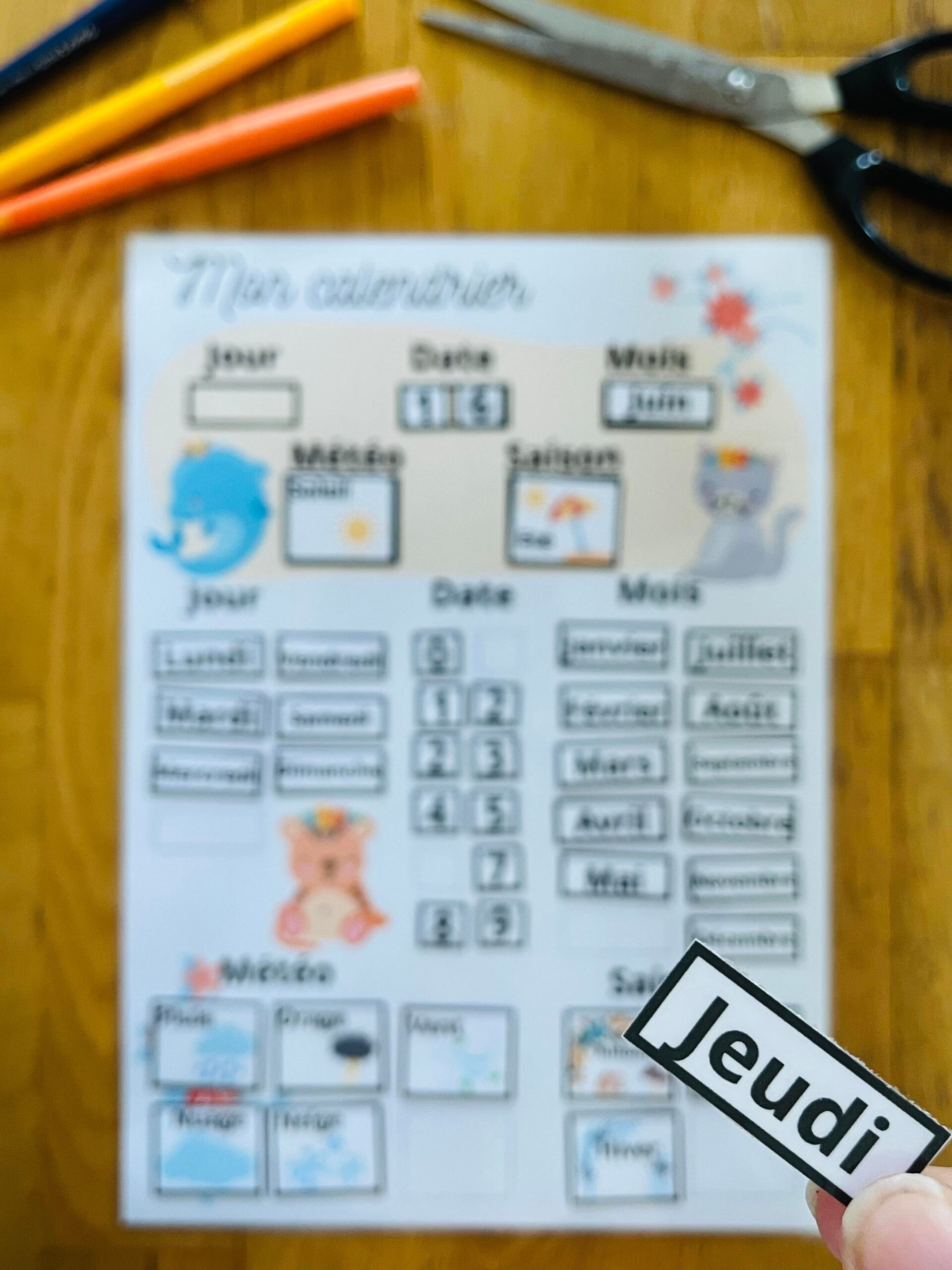 Calendrier perpétuel animaux