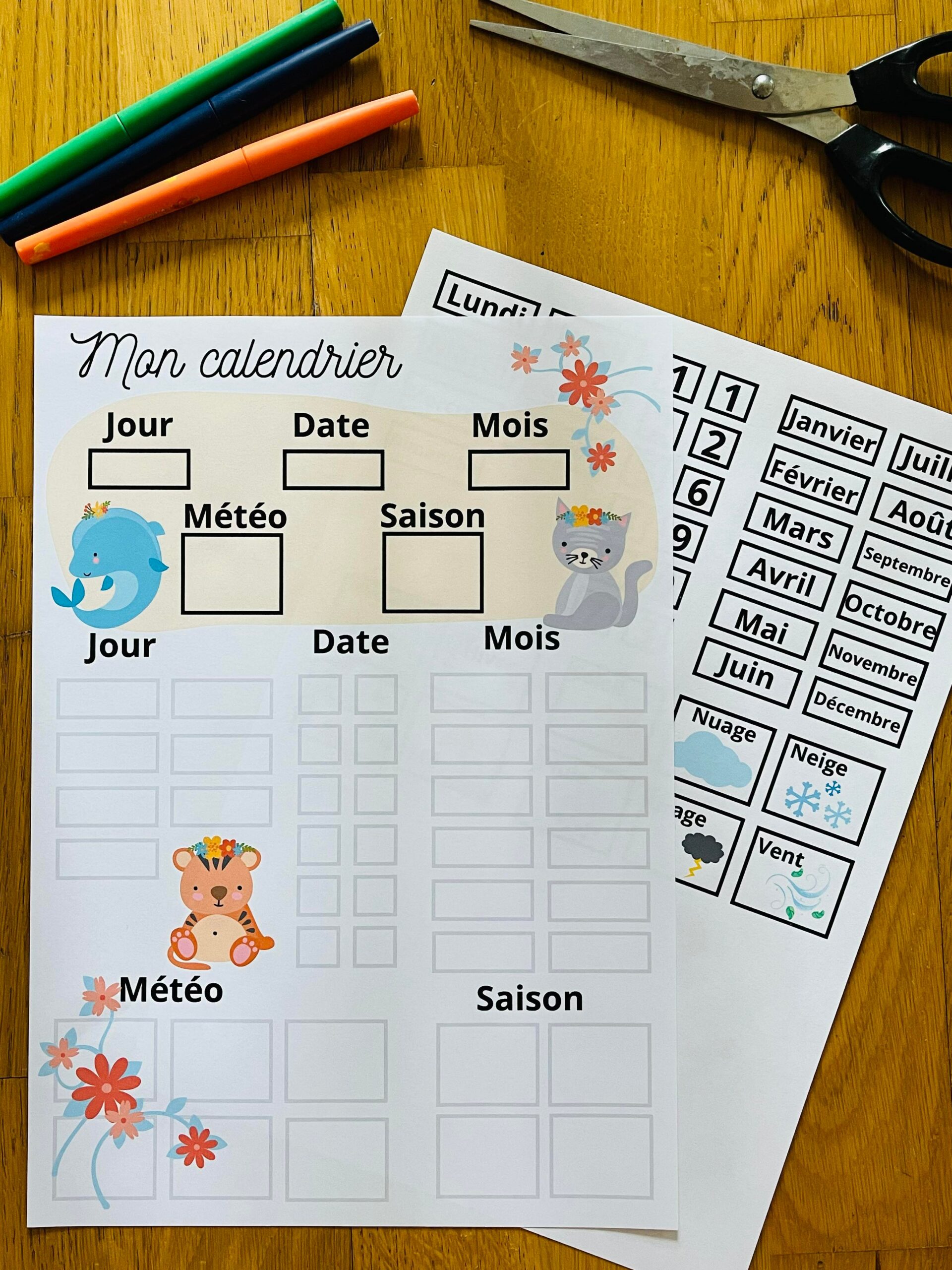 Calendrier perpétuel pour enfant à imprimer – Image 2