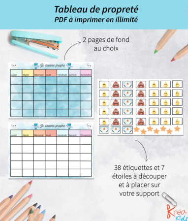 Tableau de propreté à imprimer