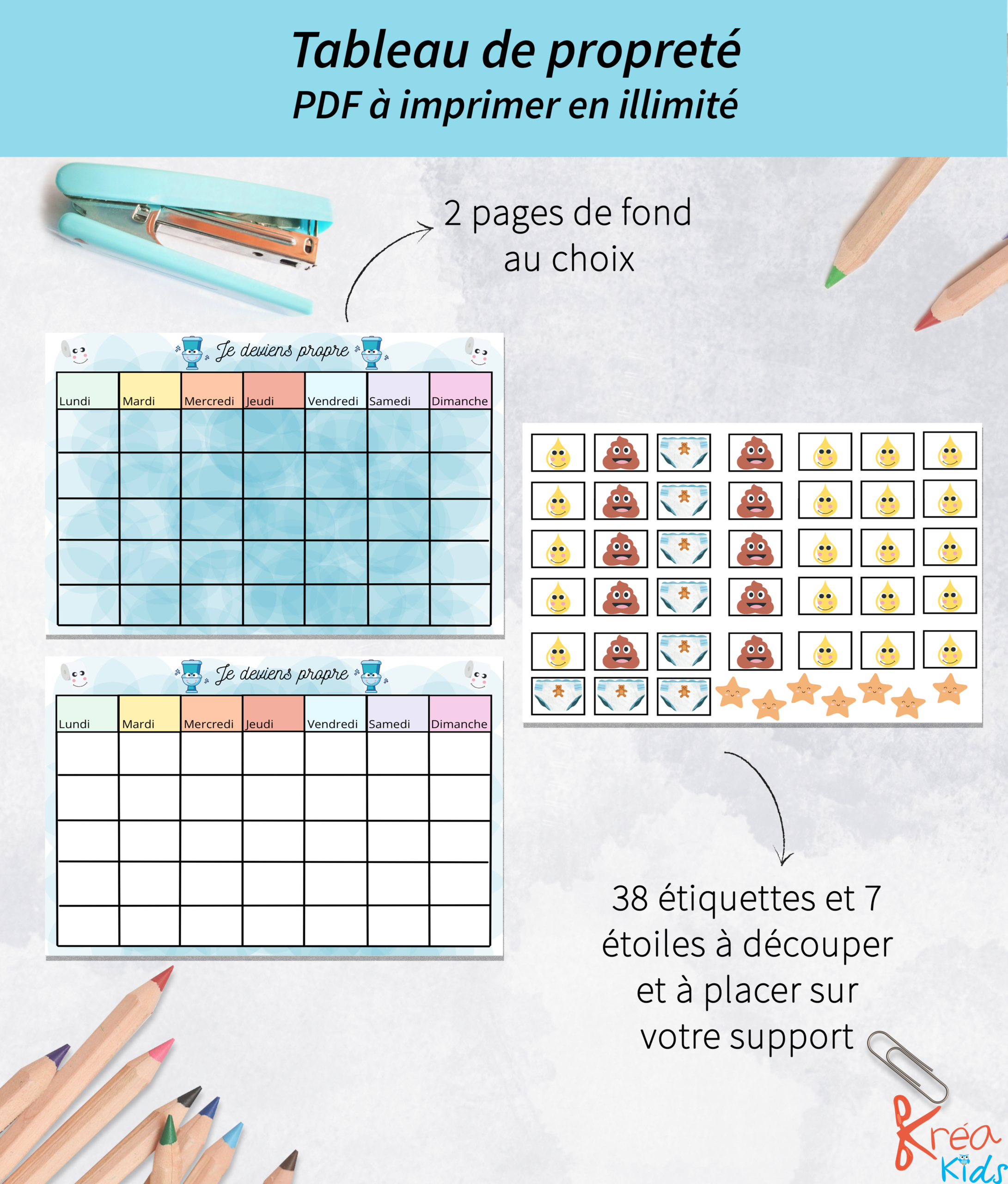 Tableau de propreté à imprimer