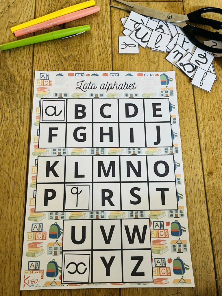 Loto alphabet gratuit à imprimer