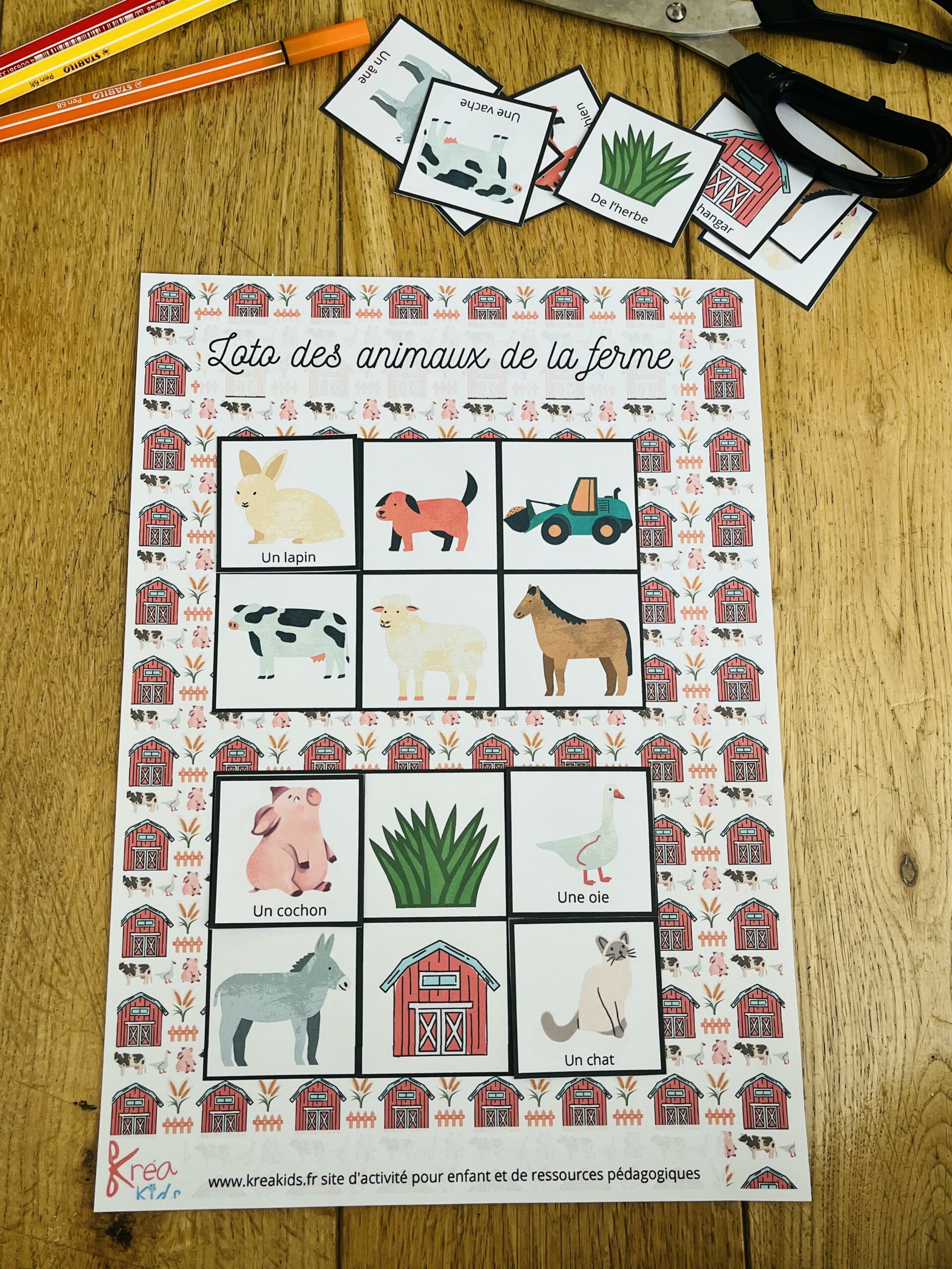 Loto des animaux de la ferme gratuit - Kreakids