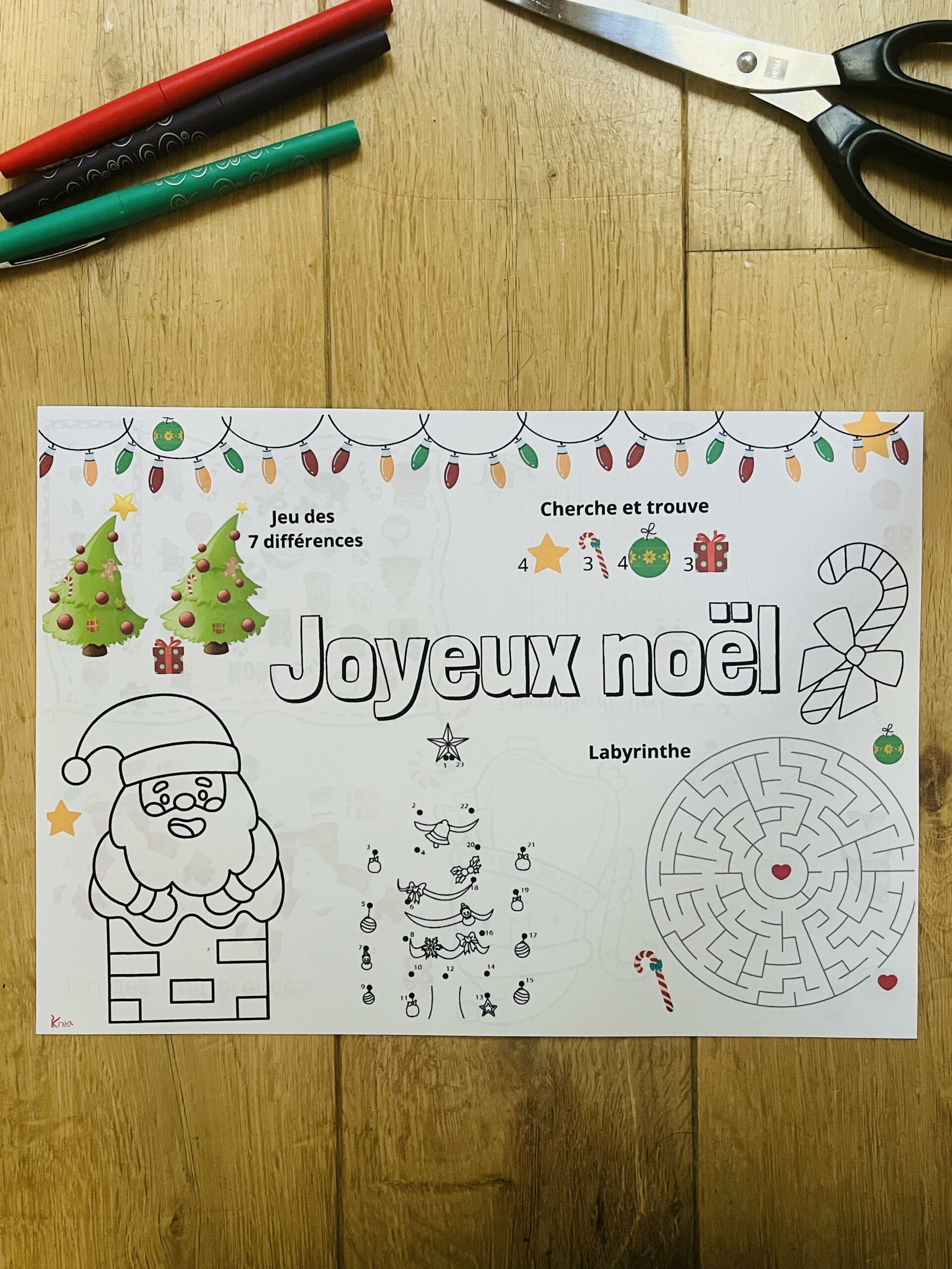 Set de table noël pour enfant