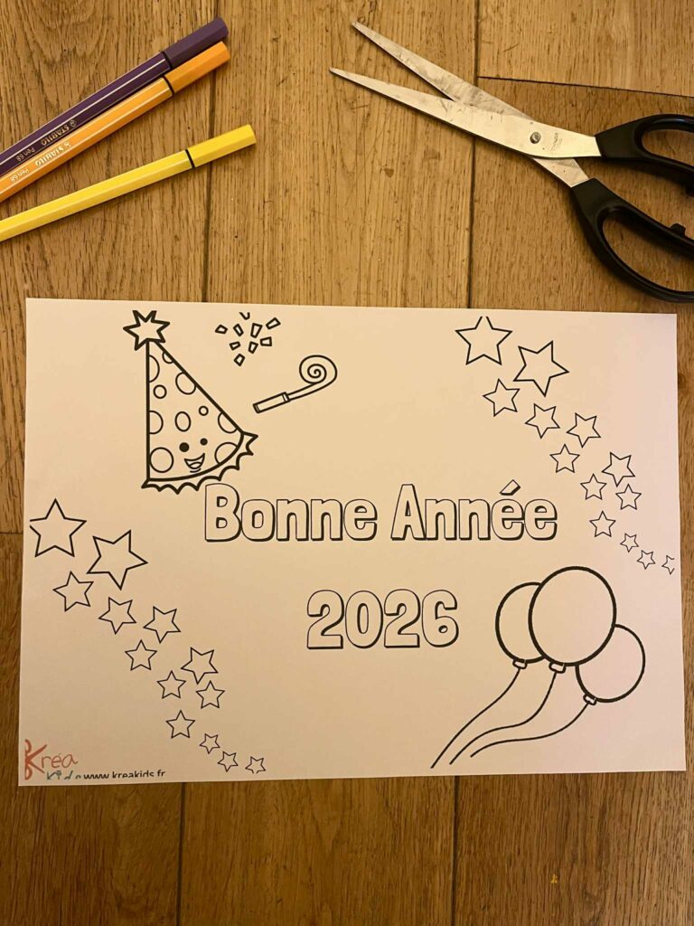Coloriage pour enfant bonne année 2026