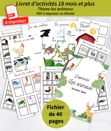 PDF cahier d'activités 18 mois et plus sur les animaux