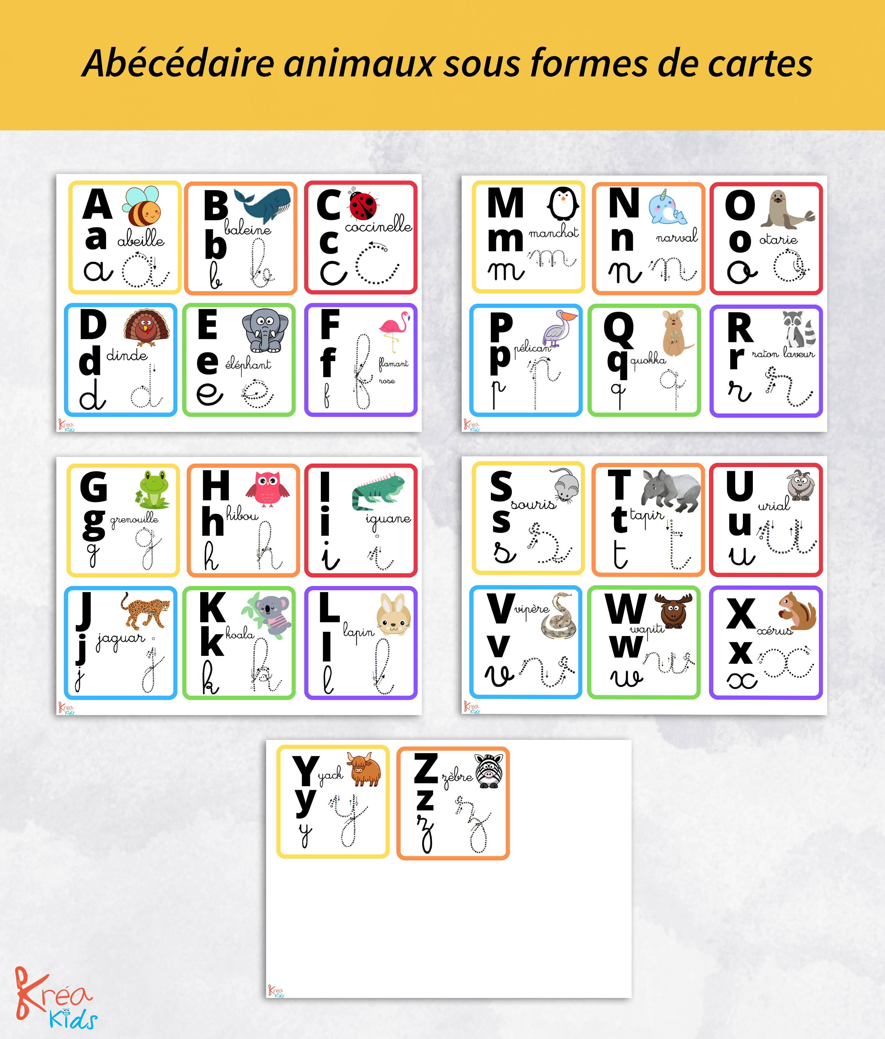 Abécédaire pour enfant en cartes