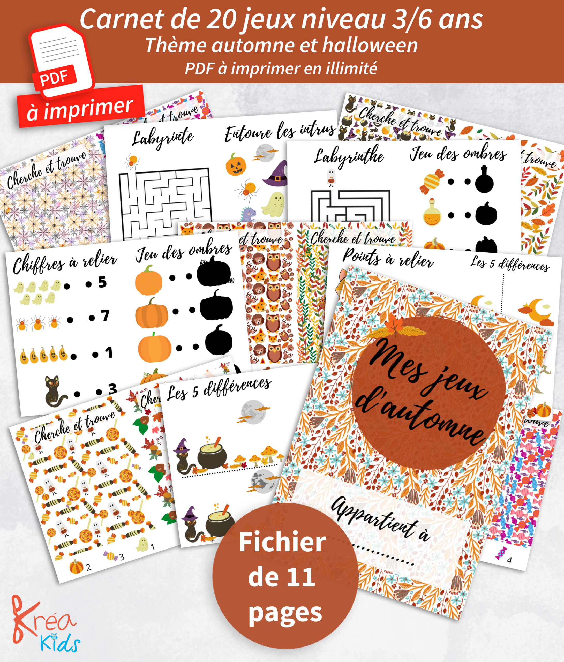 Carnet de jeux halloween à imprimer