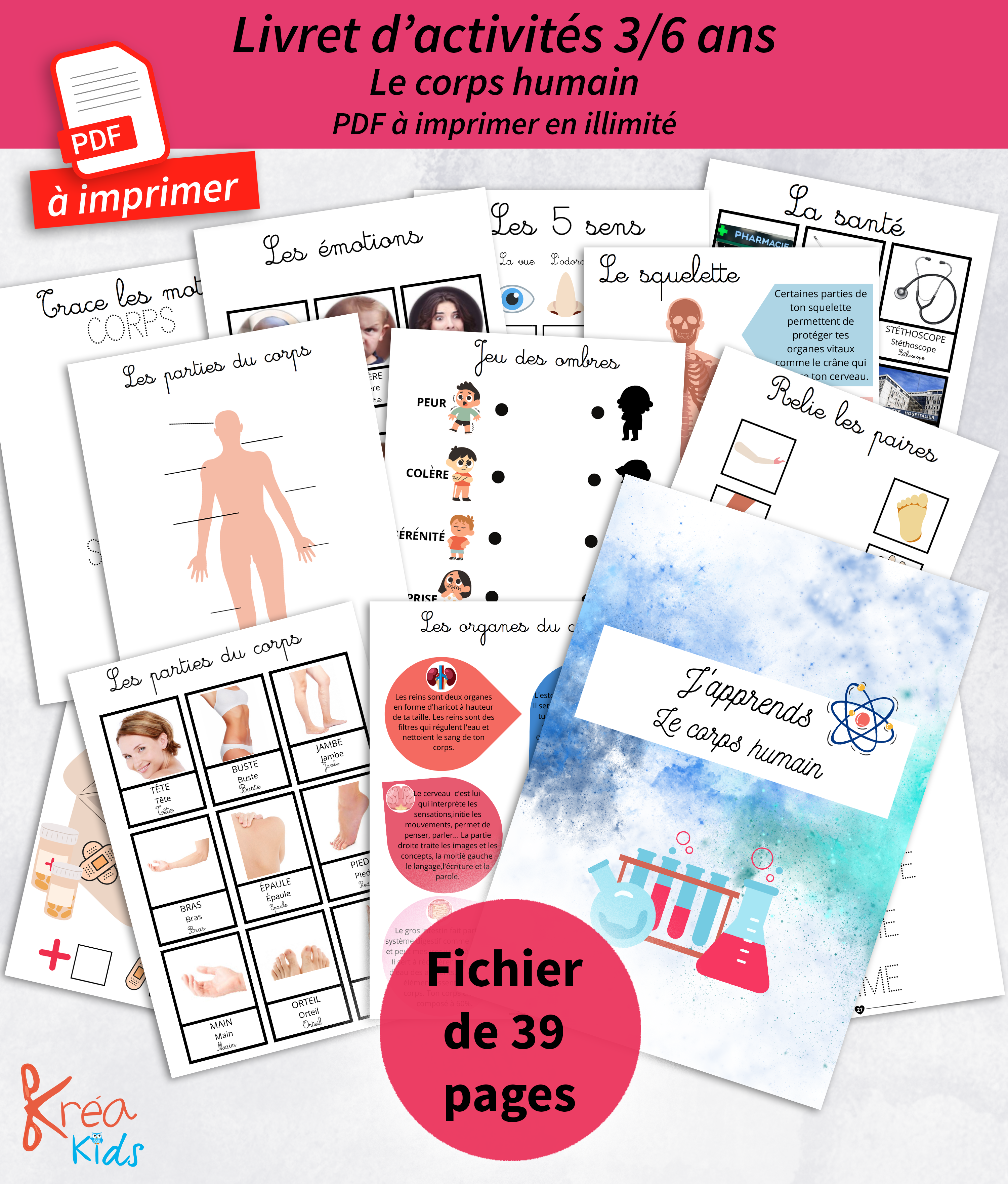 PDF quiet book du corps humain à imprimer