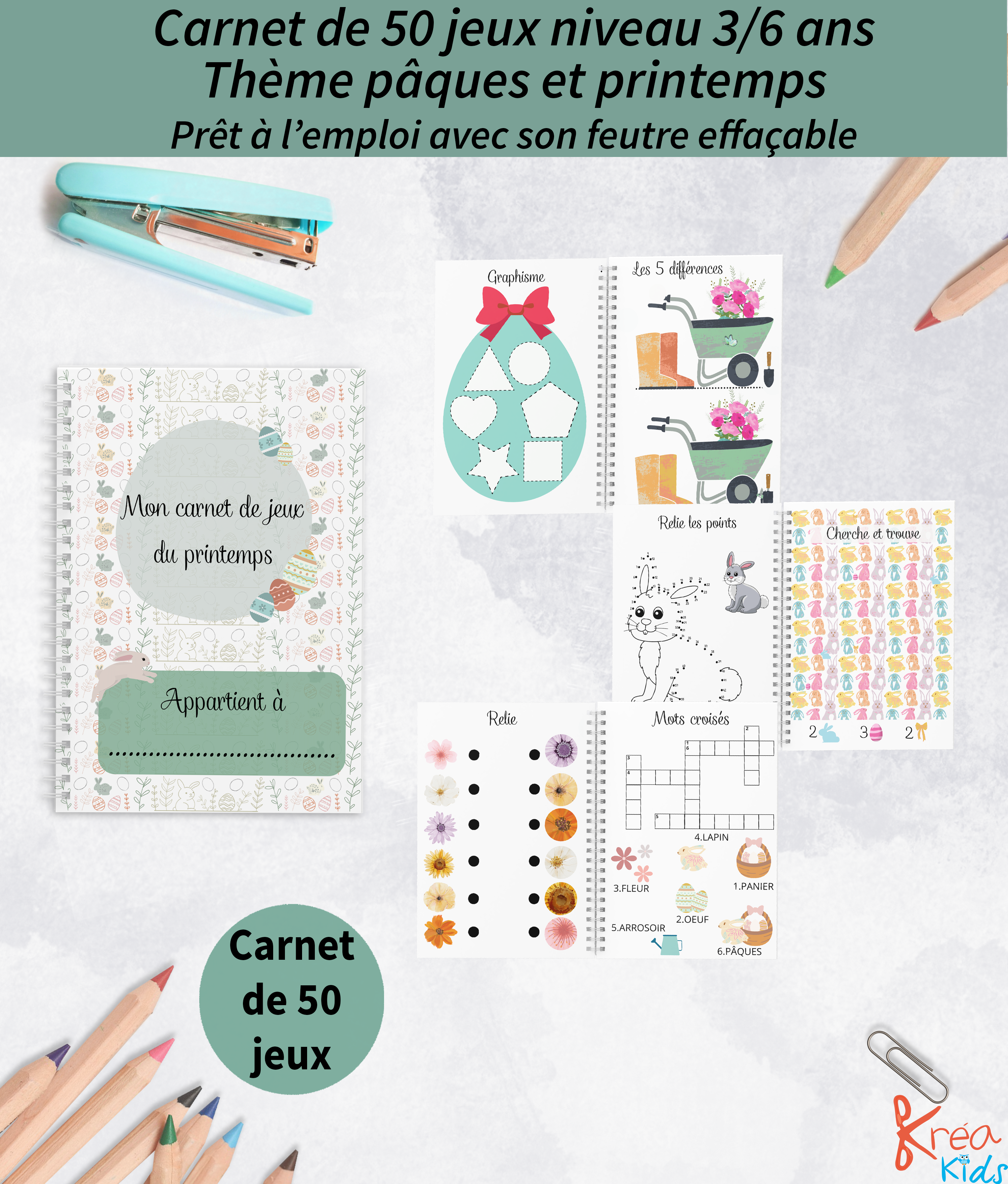 Cahier de jeux réutilisable