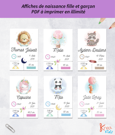 Affiche de naissance personnalisé