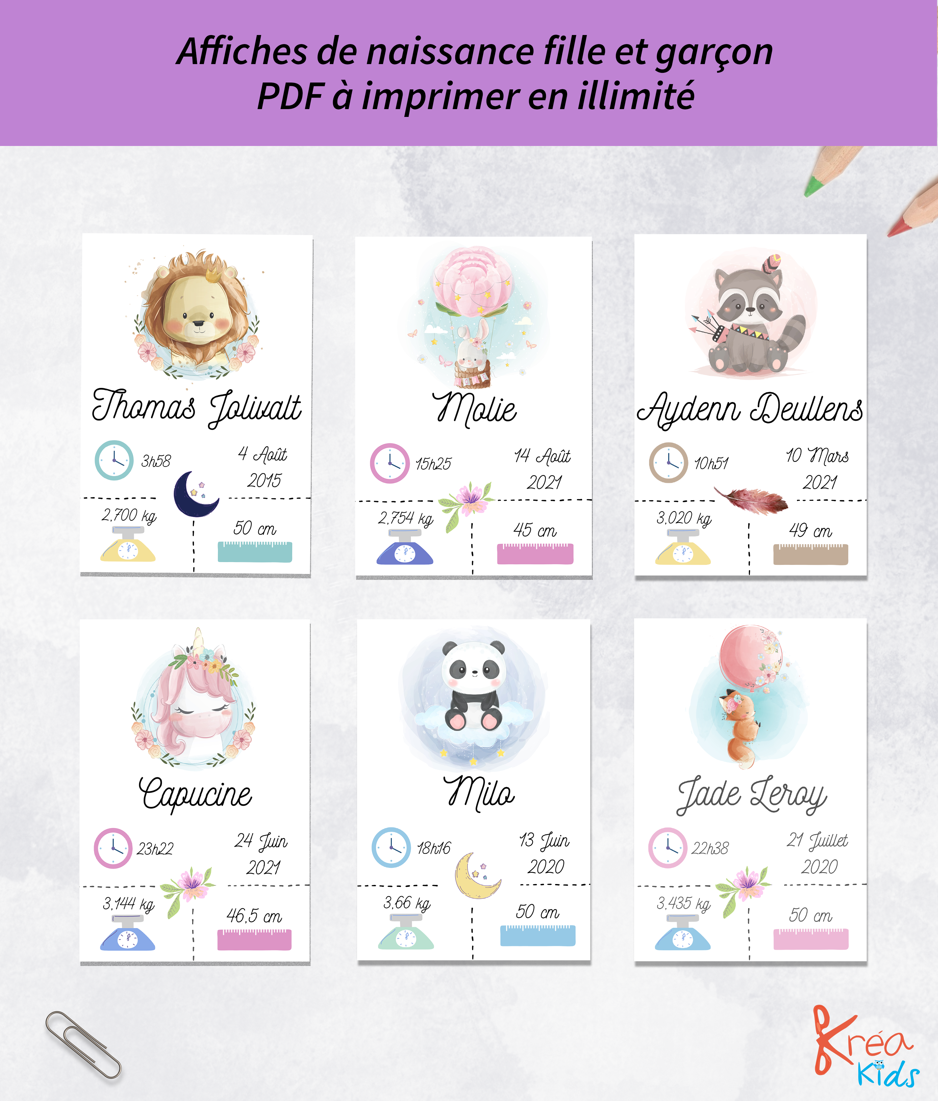 Affiche de naissance personnalisé