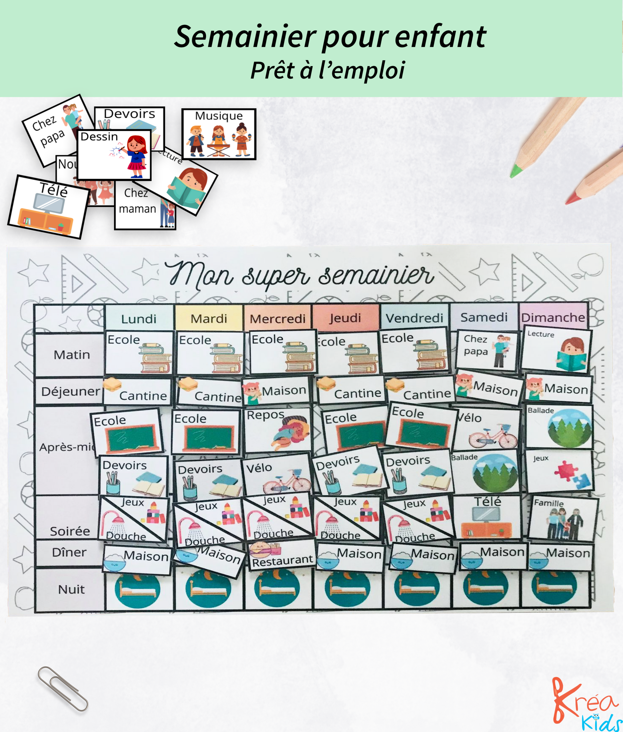 Planning de la semaine pour enfant
