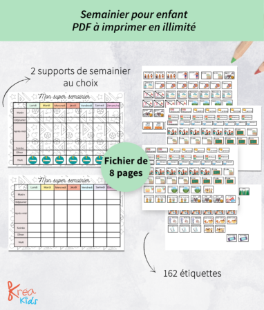 Semainier pour enfant à imprimer